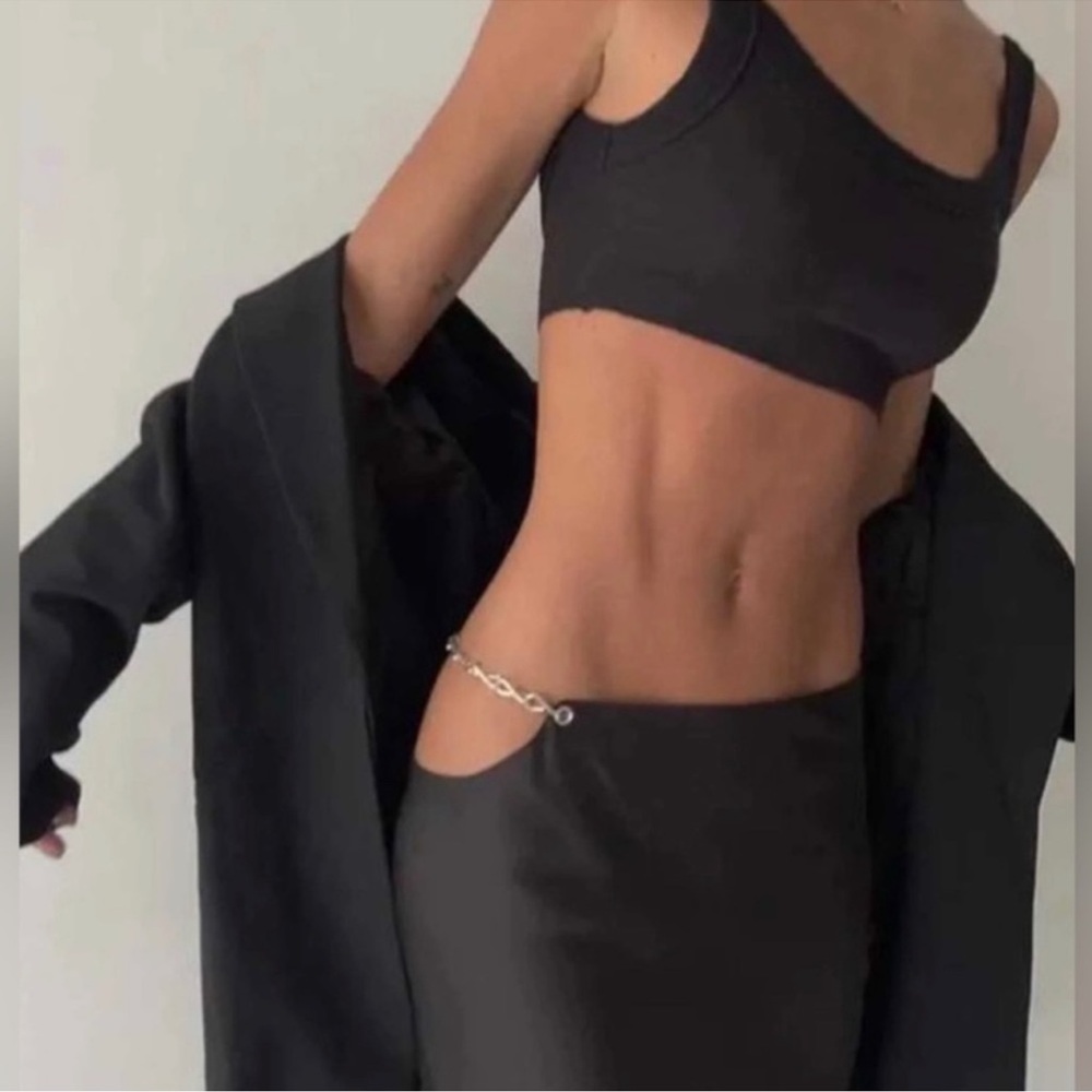 Lioness Lion’s Den Midi Skirt - Black with Silver Chain Accent